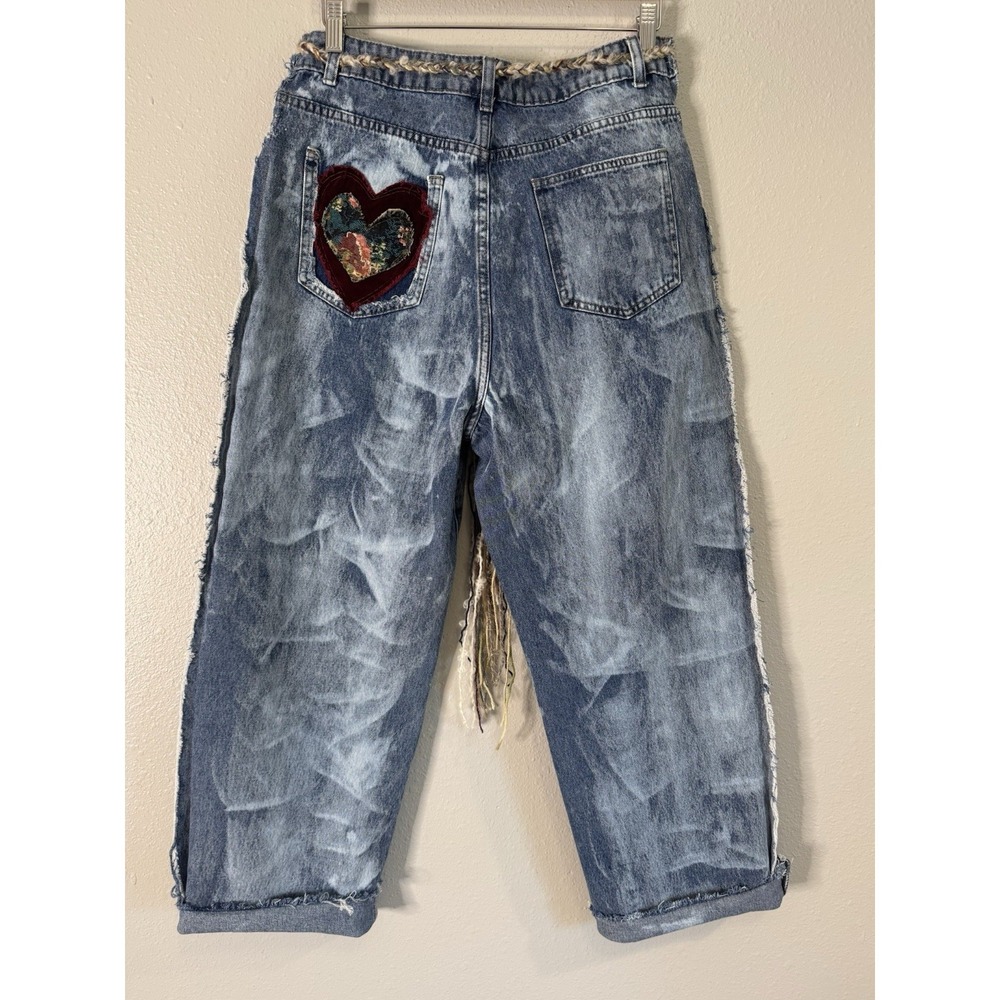 OOAK Reworked Patchwork Denim Jeans Whimsigoth Lagenlook Boho Distressed Sz 29 - Picture 5 of 10